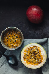 Fresh and juicy raw passion fruit and maracuja