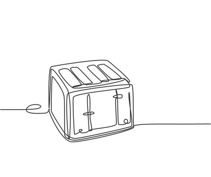 recommend clip art: Single continuous line drawing of retro old bread toaster household utensil. Electronic home appliance concept. Modern one line graphic draw design graphic vector illustration