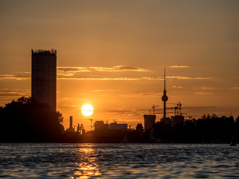 Sunset over Berlin Treptower Park