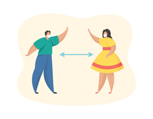 Social distancing. Keep distance in public society. Vector illustration