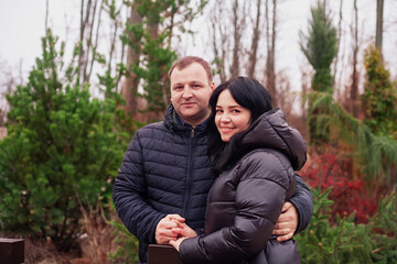 couple in love husband and wife outdoors in autumn