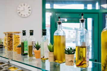 Natural oils in glass bottles