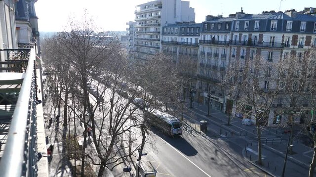 A view on the Daumesnil avenue during a sunny day. Paris, march 2021.