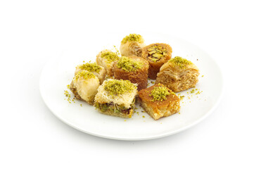 Pistachio baklava. Traditional Middle Eastern Flavors. The local name of Baklava is Fıstıklı Baklava. Turkish dessert of Baklava.