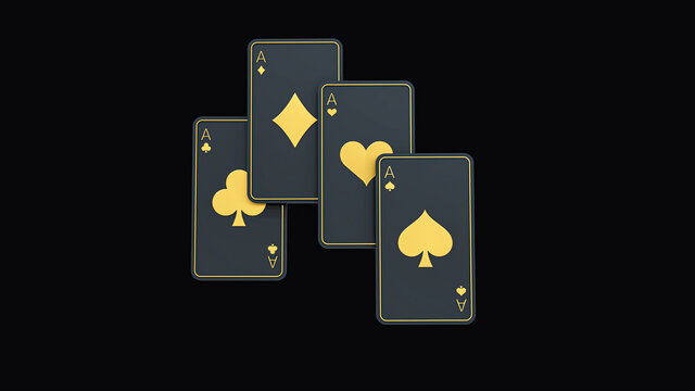 d Rendering Play Cards of 4 Aces