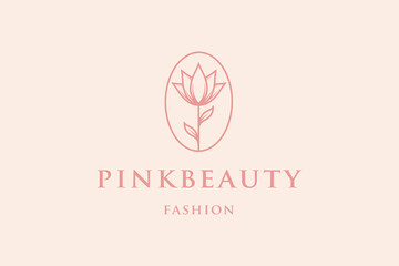 Pink Beauty Flower Logo Template