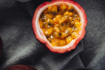 Fresh and juicy raw passion fruit