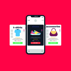 Online Shopping App Vector Design for clothing and accessories