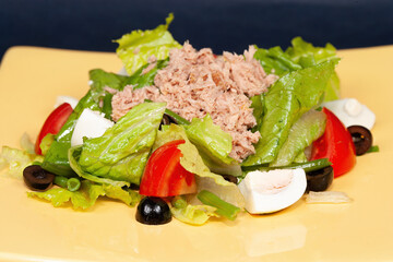 traditional caesar salad with tuna