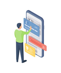 Man making online purchases on modern smartphone