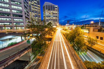 Fototapeta premium City traffic at nigh near Darling Harbour in Sydney, Australia