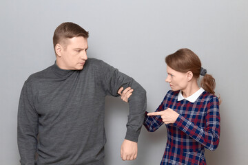 Portrait of couple talking and arguing, relationship concept