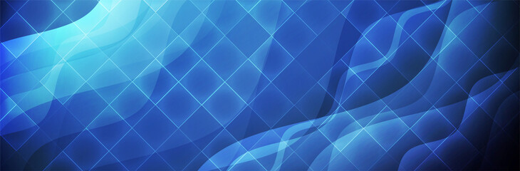 Fototapeta na wymiar Abstract Blue Background. Technology banner. Waves with square pattern. Futuristic vector illustration