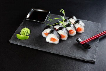japanese sushi food. Maki ands rolls with tuna.