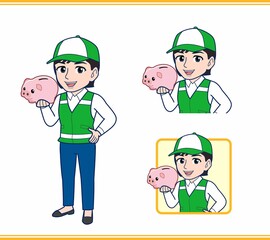 エプロンをした幼稚園の教諭