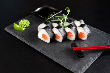 japanese sushi food. Maki ands rolls with tuna.
