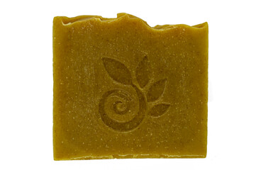 soap shampoo handmade with natural ingredients on a white background close-up