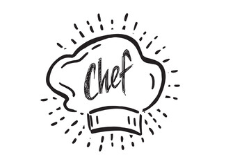 Chef hat, hand drawn style, vector illustration.