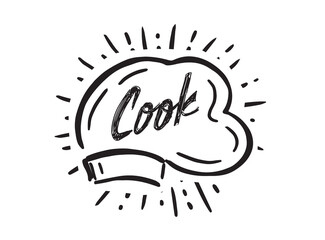 Chef hat, hand drawn style, vector illustration.