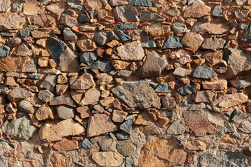 Stone wall of an old house in a village