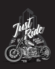 just ride, adventure motorbike illustration
