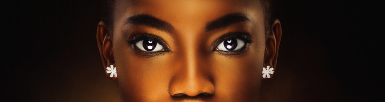 Vogue style close-up eyes beautiful black woman