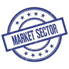 MARKET SECTOR text written on blue vintage round stamp.