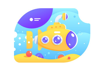 Bright colourful submarine