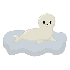 Cute cartoon seal. Vector illustration.