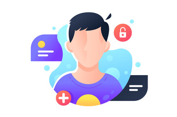 Man silhouette without face for web user account.