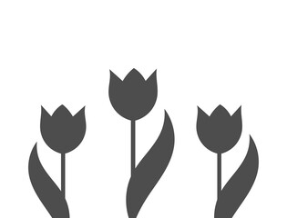 Black tulips flowers on white background. Tulip shape vector illustration.