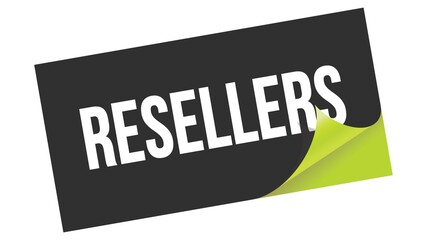 RESELLERS text on black green sticker stamp.