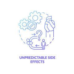 Unpredictable side effects concept icon. Online drug store idea thin line illustration. Unregistered pharmacies threats. Getting medicine. Vector isolated outline RGB color drawing.