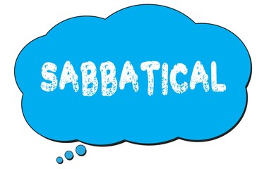 SABBATICAL text written on a blue thought bubble.