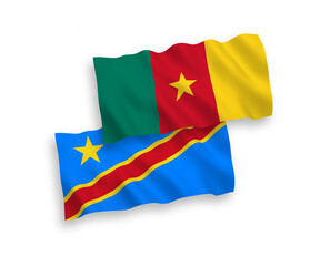 Flags of Cameroon and Democratic Republic of the Congo on a white background