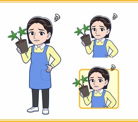 エプロンをした幼稚園の教諭