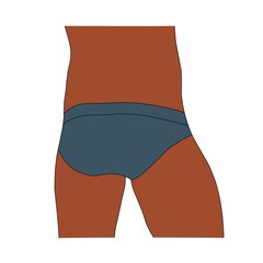 Male torso. A man in swimming trunks or underwear. Beach vacation and body care concept. Men's underwear