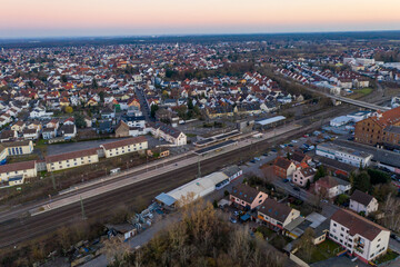 Fototapeta premium Schifferstadt aus der Luft Bahnhof Schifferstadt-Süd Deutsche Bahn Pfalz Pfalzliebe