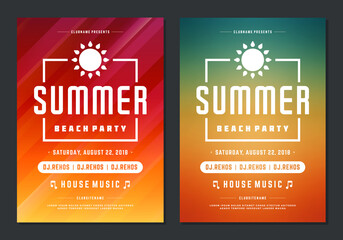 Summer party design poster or flyer night club event modern typography - obrazy, fototapety, plakaty