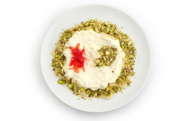 Arabian desserts of Qishta with pistachio, cashews and almonds.