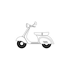 Scooter, Retro Transport, Thin Line Black Scooter Icon, Flat Vector Simple Element Illustration From Editable Transportation Concept Isolated on White Background