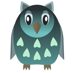 Cute owl for postcards, logo, stickers or design element. Cartoon character design, flat vector illustration