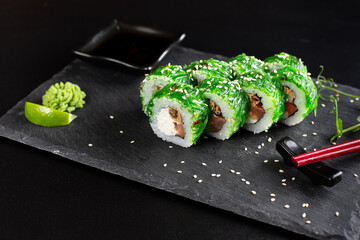 japanese sushi food. Maki ands rolls with tuna.