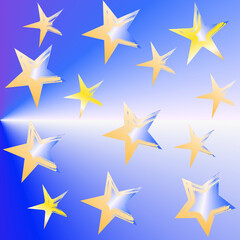 Bright abstract stars against blue sky for cover.