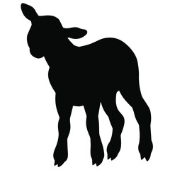 Hand drawn vector silhouette of lamb. Stock illustration of easter farm animal isolated on white.