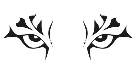 tiger eyes - black and white vector tattoo illustration, isolated on white background