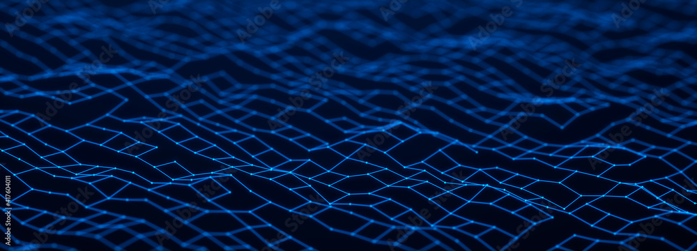 Aufkleber Digital technology background. Network connection dots and lines. Futuristic background for presentation design. 3d