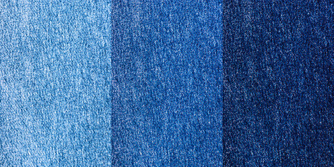 Set of Different Photo of Blue Textile Material Denim and Jeans Texture.