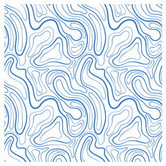 Seamless pattern of blue lines topology or camouflage skin.