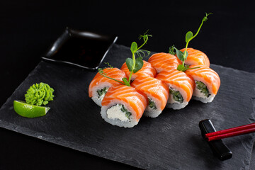 japanese sushi food. Maki ands rolls with tuna.